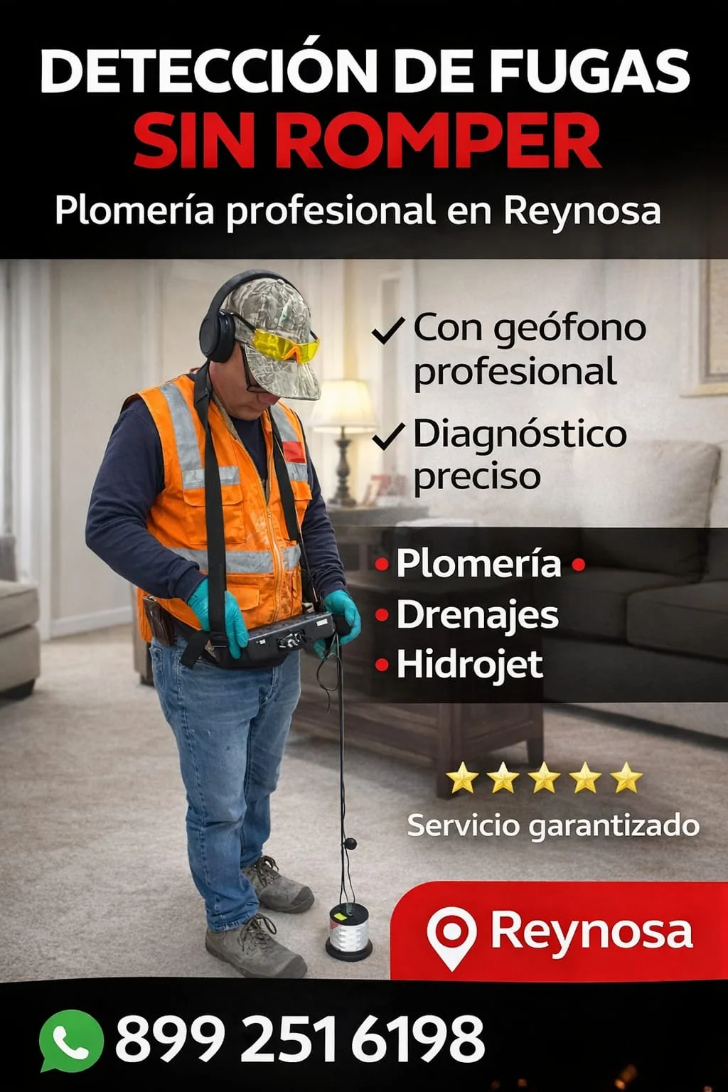 Detección de fugas sin romper con equipo especializado en Reynosa Tamps